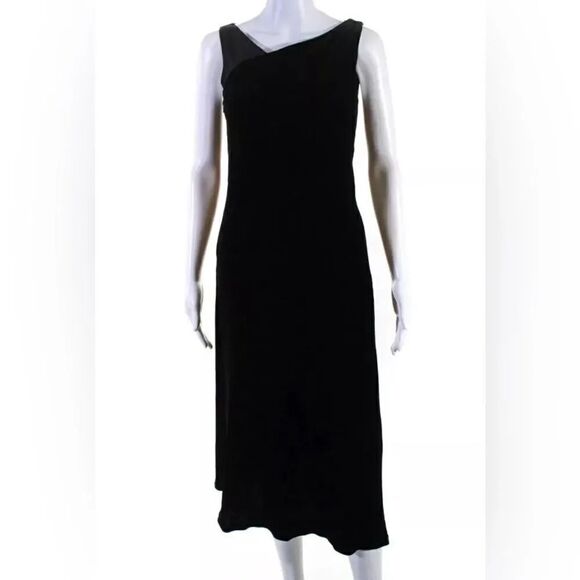 Lafayette 148 NY Black Velvet Maxi Dress Sz 4 with Brooch Christmas‎ New Year - Picture 6 of 11